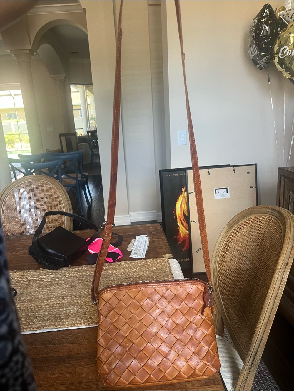 Vilenca Holland Woven Leather Crossbody Bag - Tan - Picture 2 of 5